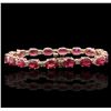 Image 2 : 14KT Rose Gold 17.82ctw Ruby and Diamond Bracelet
