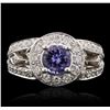 Image 1 : 14KT White Gold 1.10ct Tanzanite and Diamond Ring