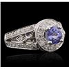 Image 2 : 14KT White Gold 1.10ct Tanzanite and Diamond Ring