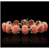 Image 1 : 14KT Yellow Gold 64.90ctw Coral and Diamond Bracelet