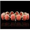 Image 2 : 14KT Yellow Gold 64.90ctw Coral and Diamond Bracelet