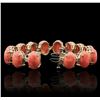 Image 3 : 14KT Yellow Gold 64.90ctw Coral and Diamond Bracelet