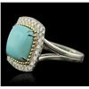 Image 2 : 14KT White Gold 4.02ct Turquoise and Diamond Ring