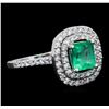 Image 2 : 14KT White Gold 1.28ct Emerald and Diamond Ring