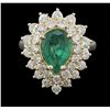 Image 1 : 14KT Yellow Gold 1.95ct Emerald and Diamond Ring