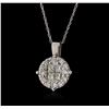 Image 1 : 14KT White Gold 0.61ctw Diamond Pendant with Chain