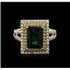Image 1 : 14KT Yellow Gold 3.15ct Green Tourmaline and Diamond Ring