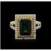 Image 1 : 14KT Yellow Gold 3.15ct Green Tourmaline and Diamond Ring