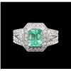 Image 1 : 1.70ct Emerald and Diamond Ring - 14KT White Gold