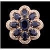 Image 1 : 14KT Rose Gold 9.91ctw Sapphire Ring