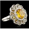 Image 2 : 14KT White Gold 3.40ct Citrine & Diamond Ring