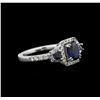Image 2 : 0.83ctw Sapphire and Diamond Ring - 14KT White Gold