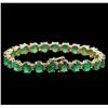 Image 2 : 16.63ctw Emerald and Diamond Bracelet - 14KT Yellow Gold
