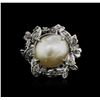 Image 1 : 14KT White Gold Pearl and Diamond Ring
