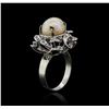 Image 3 : 14KT White Gold Pearl and Diamond Ring