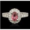 Image 1 : 14KT White Gold 1.53ct Pink Sapphire and Diamond Ring