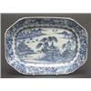 Image 1 : 18th century Chinese Nankin oblong octagonal dish painted with a pagoda and willow tree in a rive...