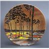 Image 1 : 1970s Poole Pottery 'Aegean' series plaque, decorated with silhouette trees in a landscape, 13 1/...