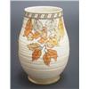 Image 1 : Crown Ducal vase designed by Charlotte Rhead, tube lined with autumnal flowers and leaves on a ri...