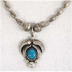 Navajo Sterling Bisbee Turquoise Pendant Necklace