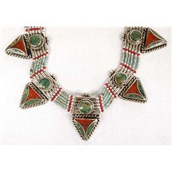 Tribal Turquoise and Coral Necklace