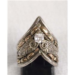 Navajo Sterling and CZ Ring by Shirley, Size 5.25