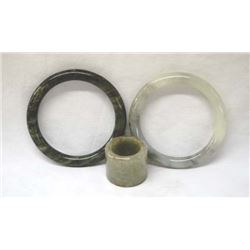 2 Jade Bangle Bracelets and Jade Bow Finger Guard