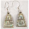 Image 1 : Pair of Sterling & Opal Greek Key Design Earrings