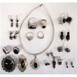Collection of Sterling Silver & Onyx Jewelry