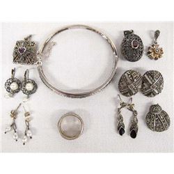 Collection of Sterling Silver Marcasite Jewelry