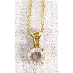 Estate 12K Gold and CZ Pendant Necklace