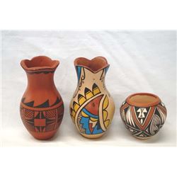 3 Native American Jemez & Acoma Pottery Jars