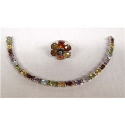 Sterling Semi-Precious Gemstone Ring and Bracelet
