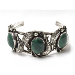 1970 Navajo Sterling Silver Malachite Bracelet