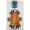 Image 1 : Navajo Sterling Turquoise Red Shell Pendant by Joe