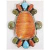 Image 2 : Navajo Sterling Turquoise Red Shell Pendant by Joe