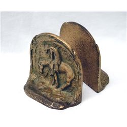Pr Vintage Brass End of the Trail Bookends