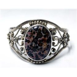 Sterling Silver & Leopard Skin Jasper Bracelet