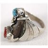 Image 2 : Navajo Sterling Turquoise Coral Ring by A.M. Cabe