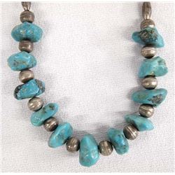 1940 Navajo Sterling Turquoise Nugget Choker