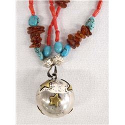 Turquoise & Coral Harmony Ball Beaded Necklace