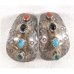 Navajo Sterling Silver Multi- Stone Earrings
