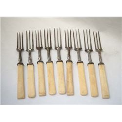 9 Civil War Era Bone Handled Forks
