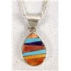 Image 1 : Navajo Sterling Silver Inlay Necklace by C. Begay