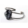 Image 3 : Navajo Sterling Snowflake Obsidian Bracelet
