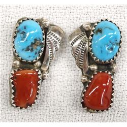 Navajo Sterling Turquoise Earrings by K. Francisco