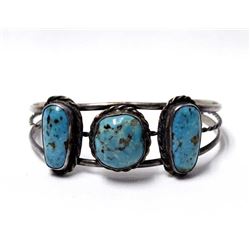1960 Estate Navajo Sterling Turquoise Bracelet