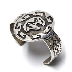Large Navajo Silver Bear Bracelet, Emerson Kinsel