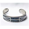 Image 1 : 1970 Navajo Sterling Chip Inlay Turquoise Bracelet