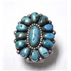 Image 1 : Navajo Old Pawn Sterling Turquoise Cluster Ring
